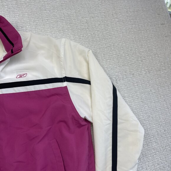 Y2K Retro Reebok Pink / White Windbreaker Jacket Woman Small Full Zip VTG - Picture 6 of 15